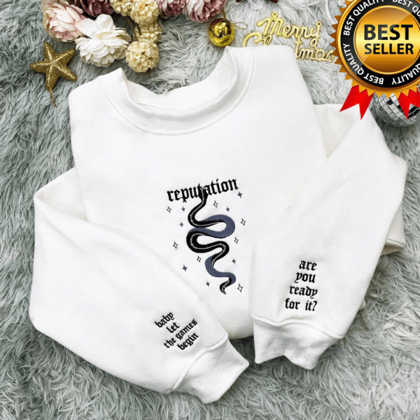 Reputation Snake Embroidered Sweatshirt, Taylor Fan Embroidery Sweatshirt