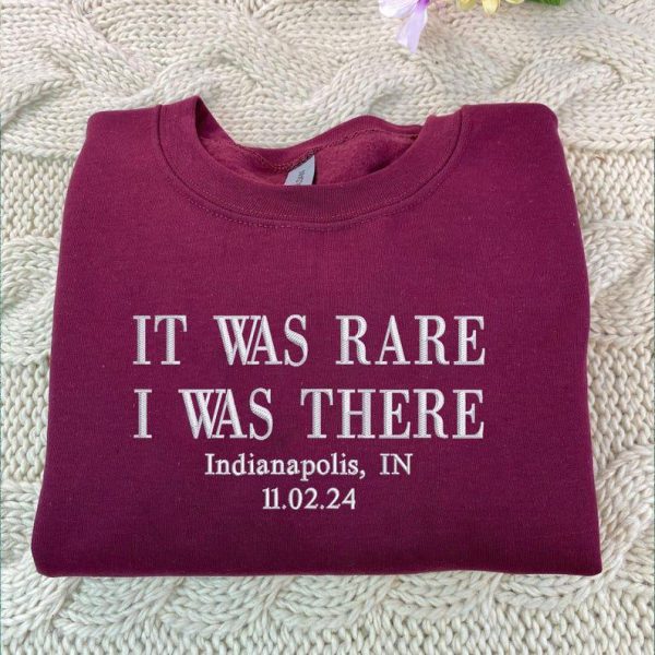 It Was Rare Embroidered Crewneck, Customizable City and Date Music Hoodie, Personalized Concert Shirt Gift