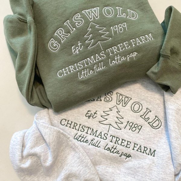 Griswold Tree Farm Christmas Embroidered Crewneck Sweatshirt, Tree Farm Christmas Hoodie