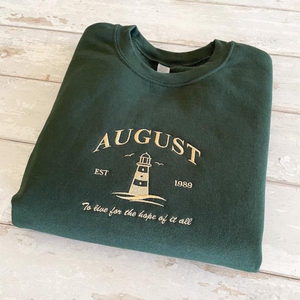 August Embroidered Sweatshirt, Live For The Hope of It All, Music Lover Gift