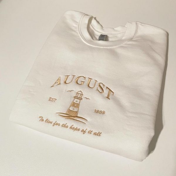 August Embroidered Sweatshirt, Live For The Hope of It All, Music Lover Gift