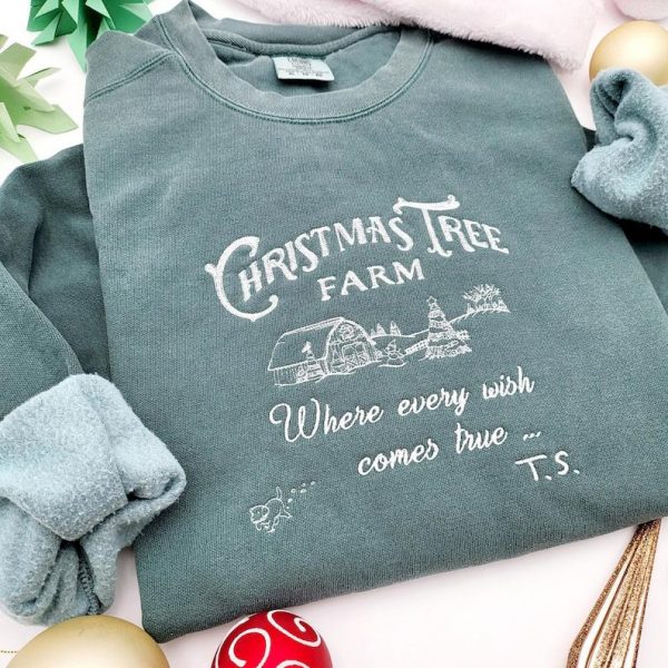 Christmas Tree Farm Embroidered Sweatshirt, Swiftie Christmas Crewneck, North Pole sweatshirt, TS embroidered crewneck