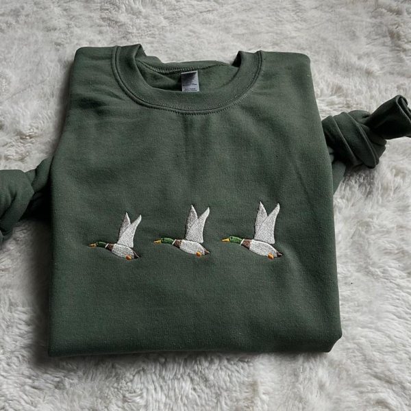 Embroidered Duck Sweatshirt, Animal Lover Sweatshirt, Duck Embroidery Hoodie Crewneck