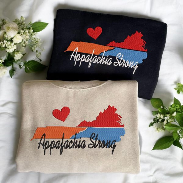 Appalachia Strong Hurricane Helene Southern Relief Embroidered Sweatshirts, T-Shirts, Hoodies