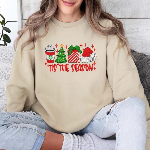 Tis The Season Merry Christmas Embroidered Sweatshirts, T-Shirts, Hoodies