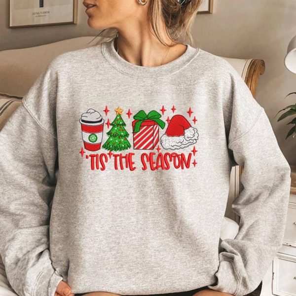 Tis The Season Merry Christmas Embroidered Sweatshirts, T-Shirts, Hoodies