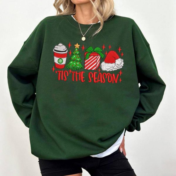 Tis The Season Merry Christmas Embroidered Sweatshirts, T-Shirts, Hoodies