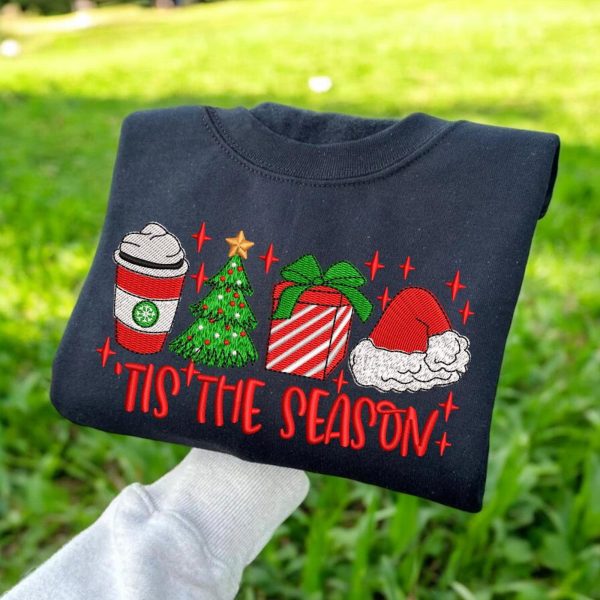 Tis The Season Merry Christmas Embroidered Sweatshirts, T-Shirts, Hoodies