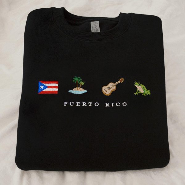 Puerto Rico Symbol Embroidered Sweatshirts, T-Shirts, Hoodies