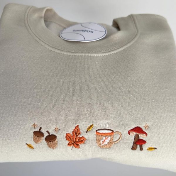 Fall embroidered sweatshirt falling leaves, Autumn crewneck sweatshirt, Thanksgiving Fall shirt, Pumpkin spice fall gifts