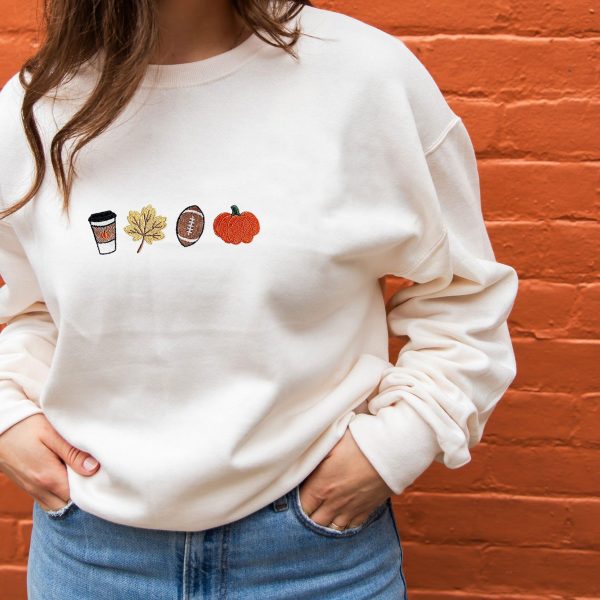 Fall & Football Season Embroidered Gemma Crewneck Sweatshirt