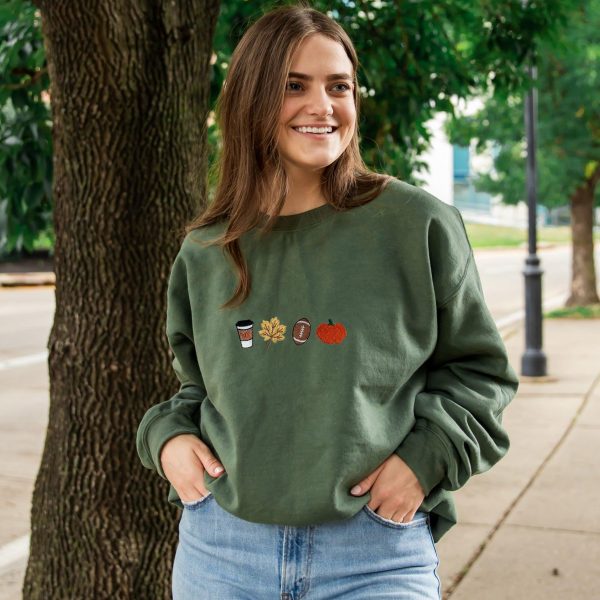 Fall & Football Season Embroidered Gemma Crewneck Sweatshirt