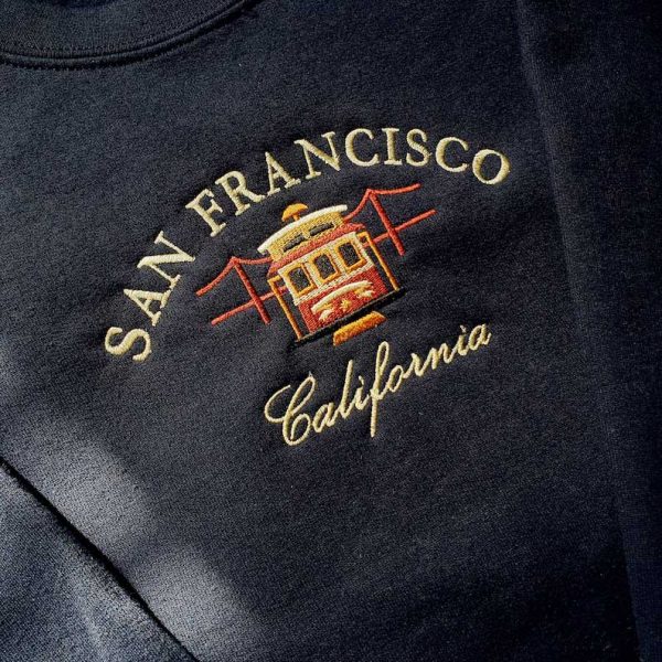 San Francisco Cable Car Embroidered Crewneck Sweatshirt, San Francisco Gift