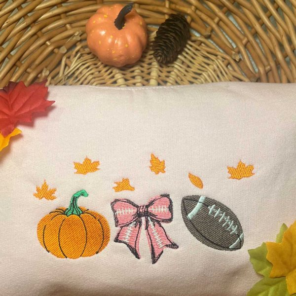 Fall Football Embroidered Crewneck Sweatshirt, Fall Football Fan Gift