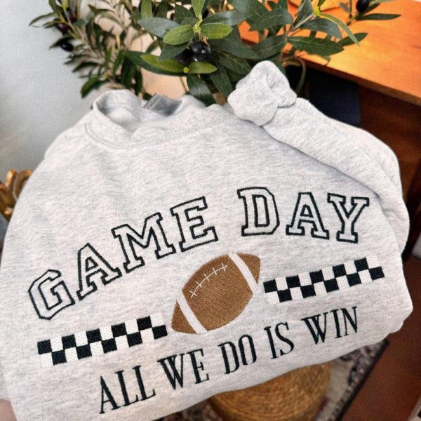 Embroidered Football Sweatshirt, Embroidery Game Day Sweater, Football Season Crewneck, Fall Season Sweater, Football Lover Gift Sweater