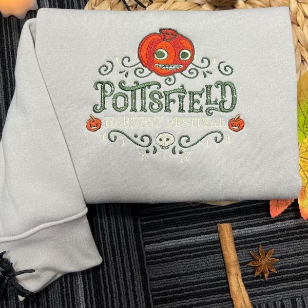 Embroidered Pottsfield Harvest Festival Sweatshirt, Trendy Cartoon embroidery Hoodie