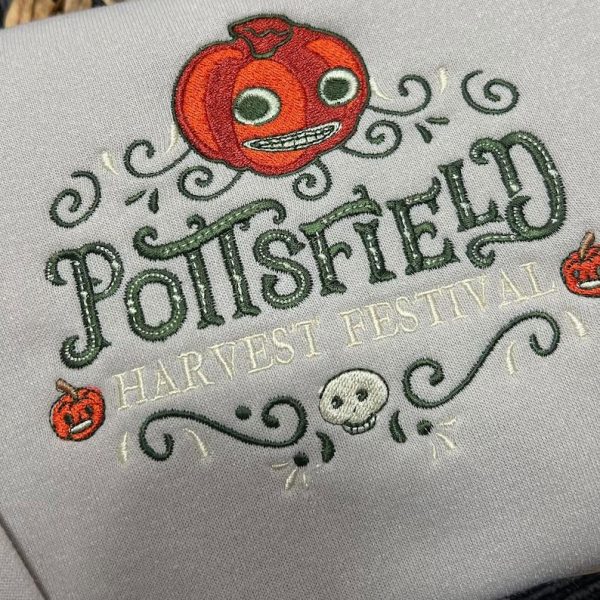 Embroidered Pottsfield Harvest Festival Sweatshirt, Trendy Cartoon embroidery Hoodie