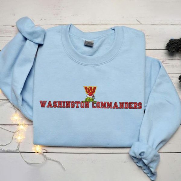 Grinch Christmas NFL Washington Commanders Football Embroidered Sweatshirts, T-Shirts, Hoodies