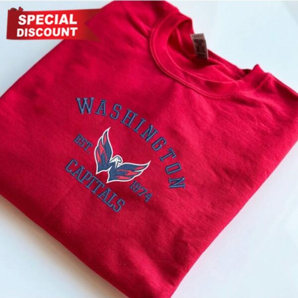 NHL Washington Capitals 1974 Football Embroidered Sweatshirts, T-Shirts, Hoodies