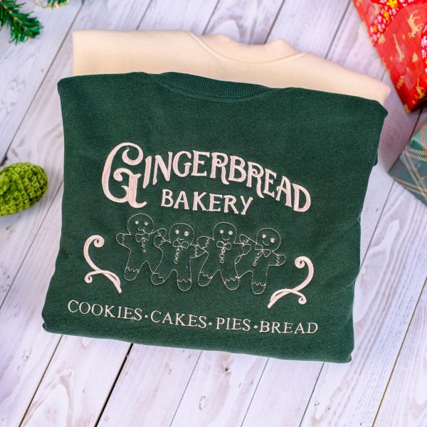 Gingerbread Bakery Cookies Cakes Pies Bread Embroidered Sweatshirts, T-Shirts, Hoodies