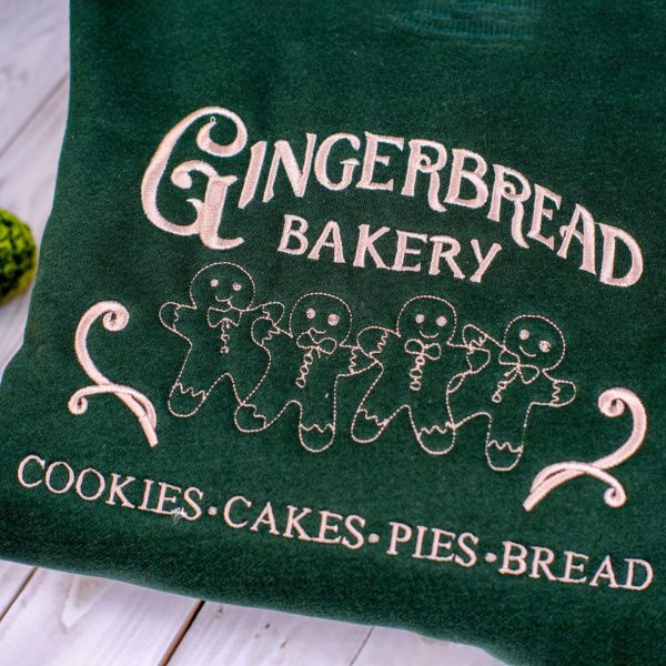 Gingerbread Bakery Cookies Cakes Pies Bread Embroidered Sweatshirts, T-Shirts, Hoodies