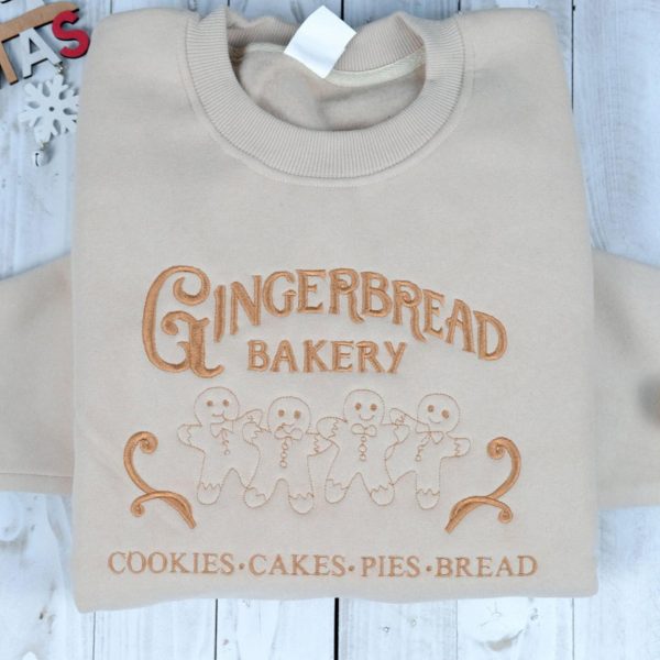 Gingerbread Bakery Cookies Cakes Pies Bread Embroidered Sweatshirts, T-Shirts, Hoodies