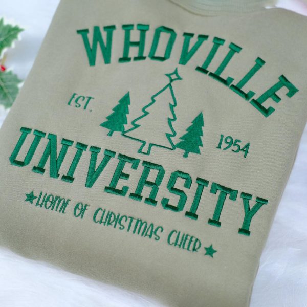 Whoville University 1954 Home Of Christmas Cheer Embroidered Sweatshirts, T-Shirts, Hoodies