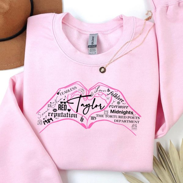 Taylor Swift Pink Hands Heart Eras Tour 2024 Sweatshirts, Hoodies And T-Shirts