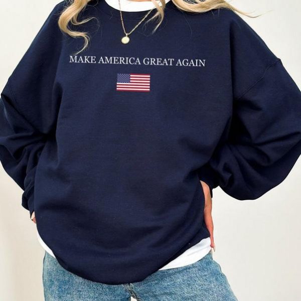 Trump American Flag Sweatshirt, Election 2024 Make America Great Again Sweatshirt