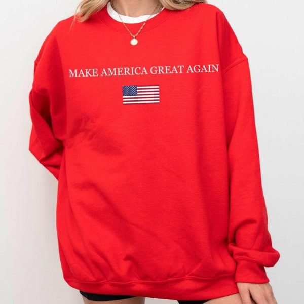 Trump American Flag Sweatshirt, Election 2024 Make America Great Again Sweatshirt