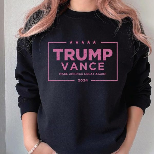 Pink Trump Vance 2024 Sweatshirt, President Election American Patriot Crew Neck