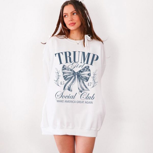 Trump 2024 Coquette Sweatshirt, Retro Maga USA American Flag Bow Election Year Republican President 47