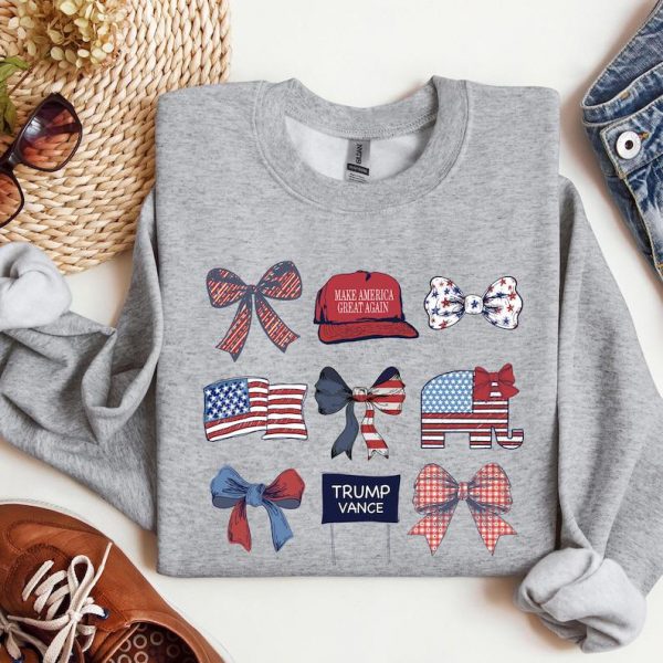 Trump Vance Patriotic Coquette Sweatshirt, Unisex Crewneck for American Pride