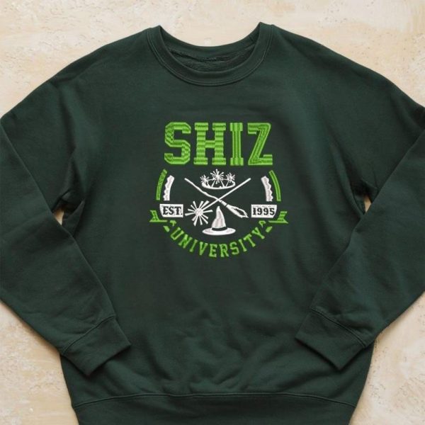 Shiz University Wicked Embroidery Sweatshirt, Wicked Musical Elphaba and Glinda Glitter Sweatshirt