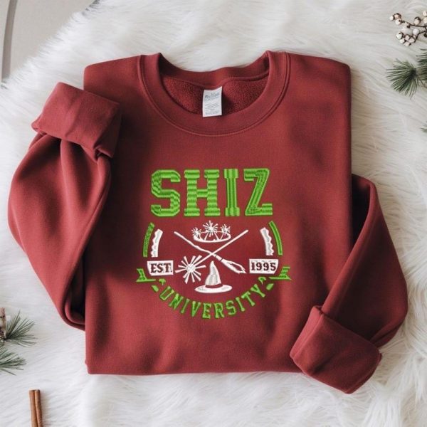 Shiz University Wicked Embroidery Sweatshirt, Wicked Musical Elphaba and Glinda Glitter Sweatshirt