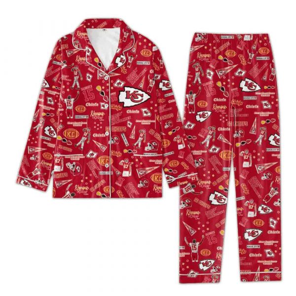 Chiefs Mahomes 15 Rollin’ With Mahomies Satin Pajamas