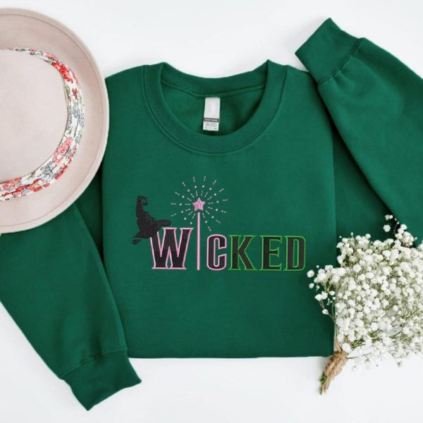 Wicked Witch Pink and Green Embroidered Sweatshirts, Hoodies, T-Shirts