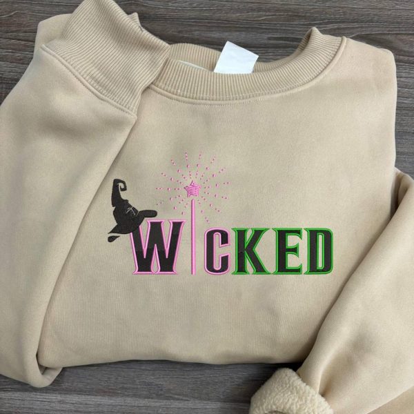 Wicked Witch Pink and Green Embroidered Sweatshirts, Hoodies, T-Shirts