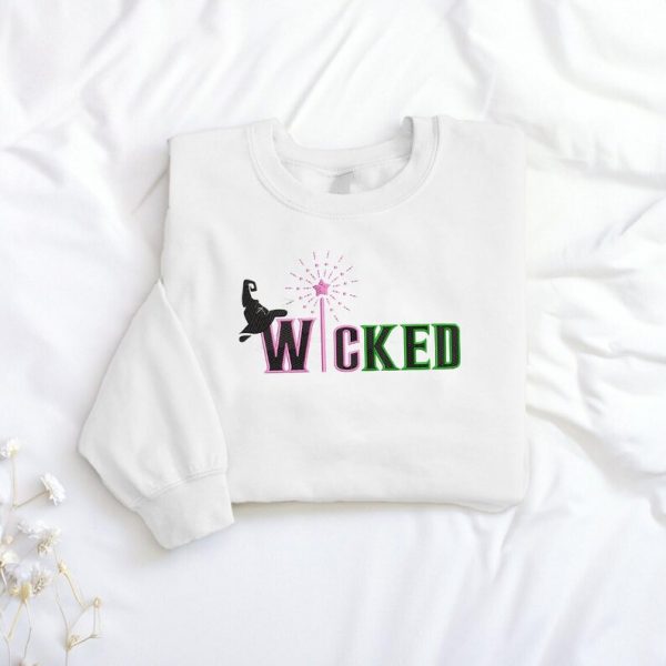 Wicked Witch Pink and Green Embroidered Sweatshirts, Hoodies, T-Shirts